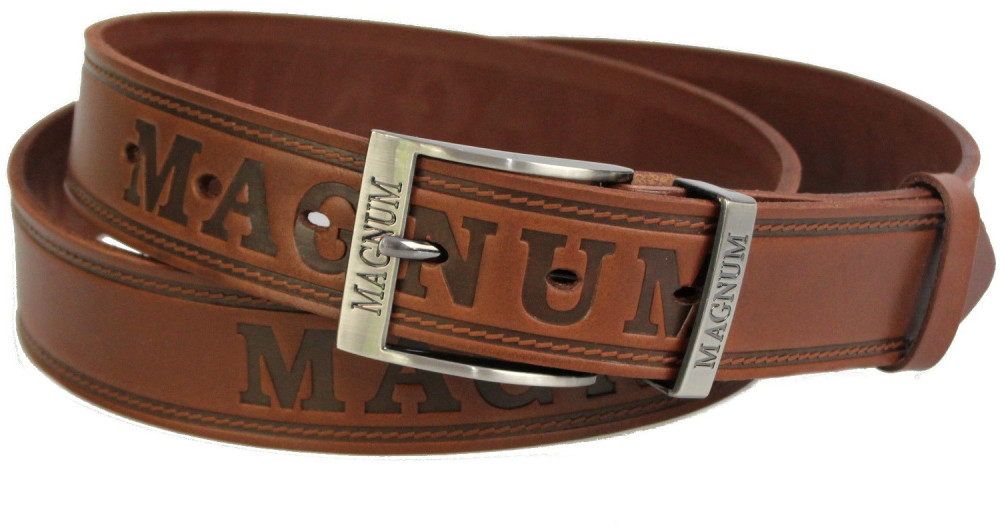 Magnum Arucce (PL) Pasek Skórzany ARUCCE (PL) Tłoczony Napis Skóra Licowa EXTRA 40 mm BRĄZOWY