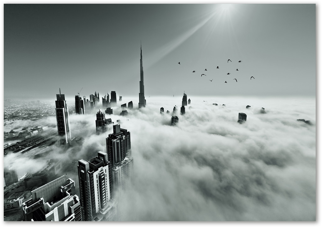 Foto obraz szkło akryl Mgła nad Dubajem