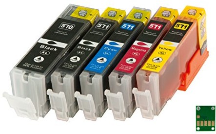 Ti-Sa XL Refill Wkład atramentowy pgi570 PGI 570 PGI-570 do Canon Pixma MG 5750 Series  Black  z chipem i wskaźnikiem poziomu napełnienia  Pojemność: ok. 22 ML 570/571