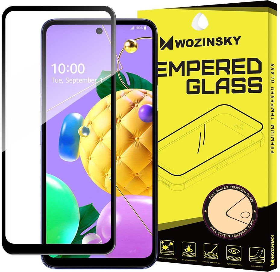 Wozinsky super wytrzymałe szkło hartowane Full Glue na cały ekran z ramką Case Friendly LG K62 / K52 / K42 czarny