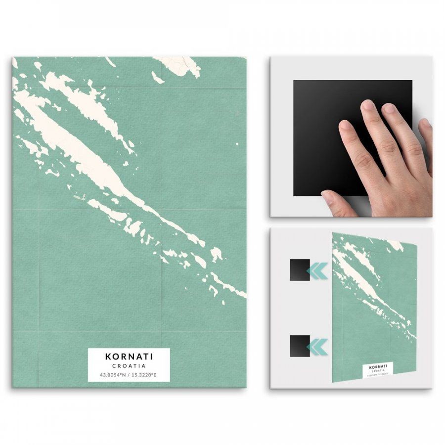 Pix4home Plakat metalowy Mapa Vintage Kornati M POS-M-03856