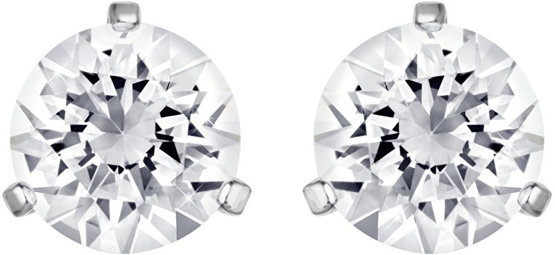 Swarovski Solitaire Pierced Earrings White Rhodium-plated