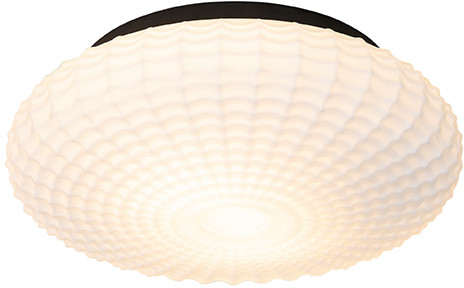 QAZQA Klasyczna lampa sufitowa czarna z opalowym szkłem 35 cm IP44 - Nohmi