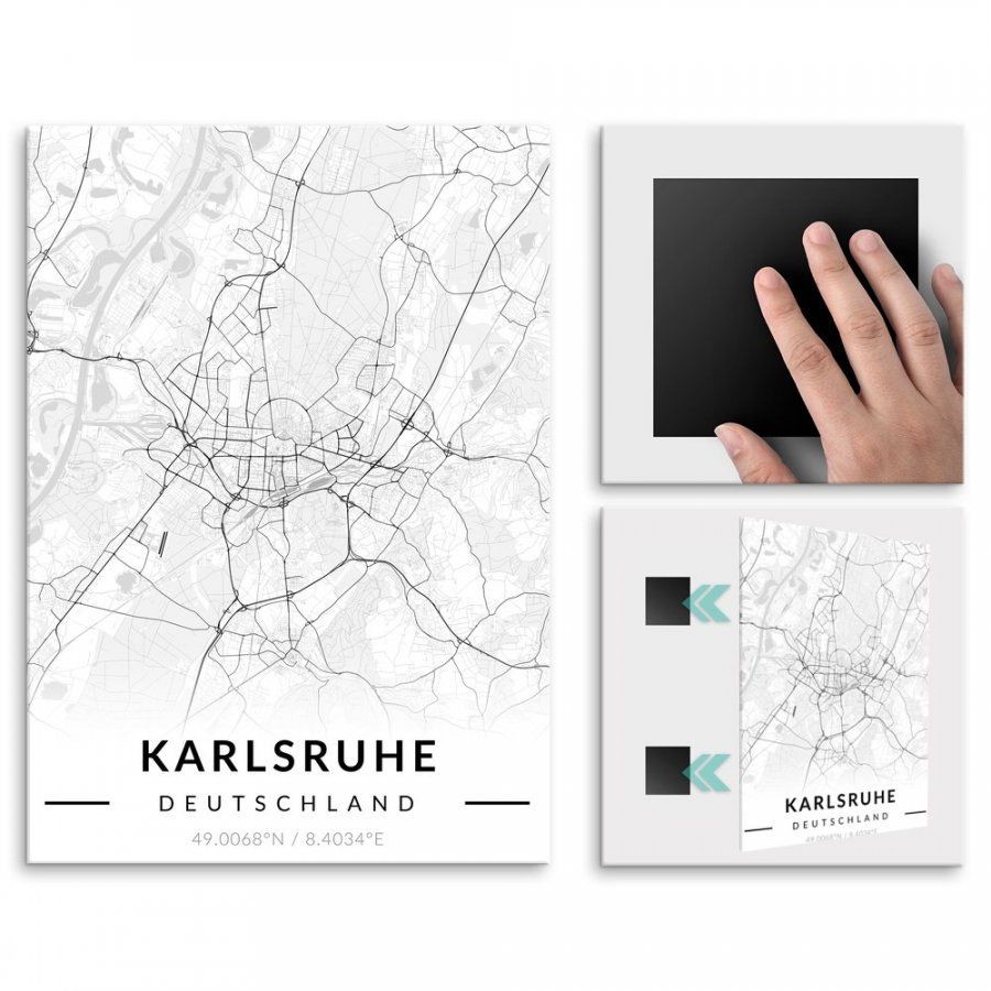 Pix4home Plakat metalowy Mapa B&W Karlsruhe M POS-M-03132