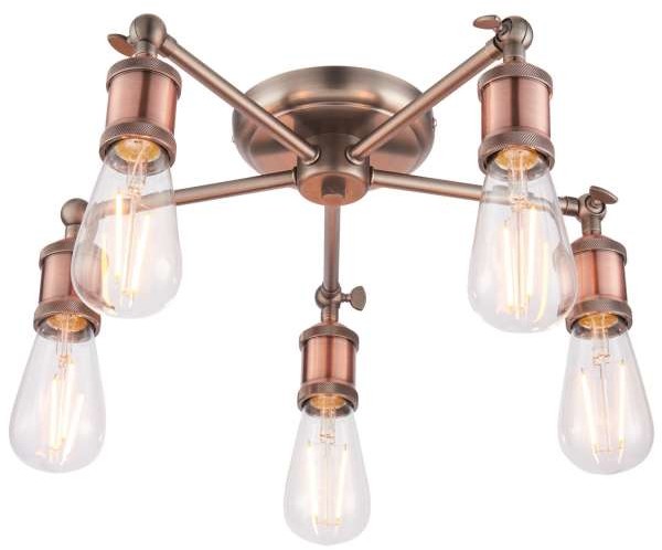 Endon Rustykalna LAMPA sufitowa HAL 76336 Endon regulowana OPRAWA metalowy plafon spider pająk miedź cyna 76336
