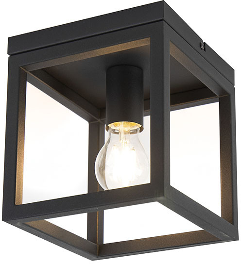 QAZQA Przemysłowa lampa sufitowa czarna - klatka 1