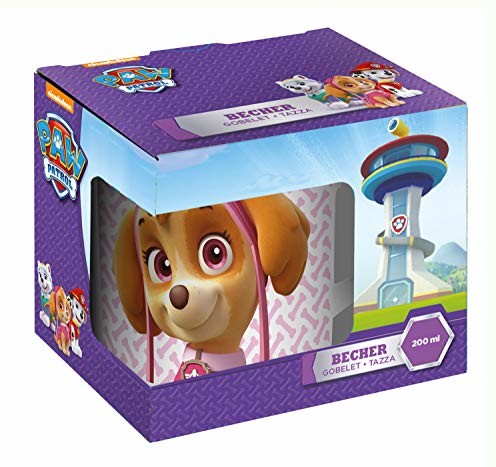 POS Handels GmbH POS 29466088  kubek do picia z motywem Psiego Patrolu, kubek dla chłopców i dziewczynek o pojemności ok. 200 ml, z porcelany, w kartonie prezentowym, nadaje się do kuchenki mikrofalowej i do mycia w z