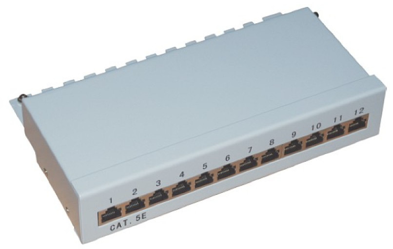 Patchpanel 12xRJ45 Stp CAT.5e natynkowy