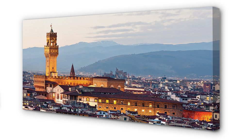 PL Tulup Obrazy na płótnie Włochy Zamek panorama zachód słońca 120x60cm