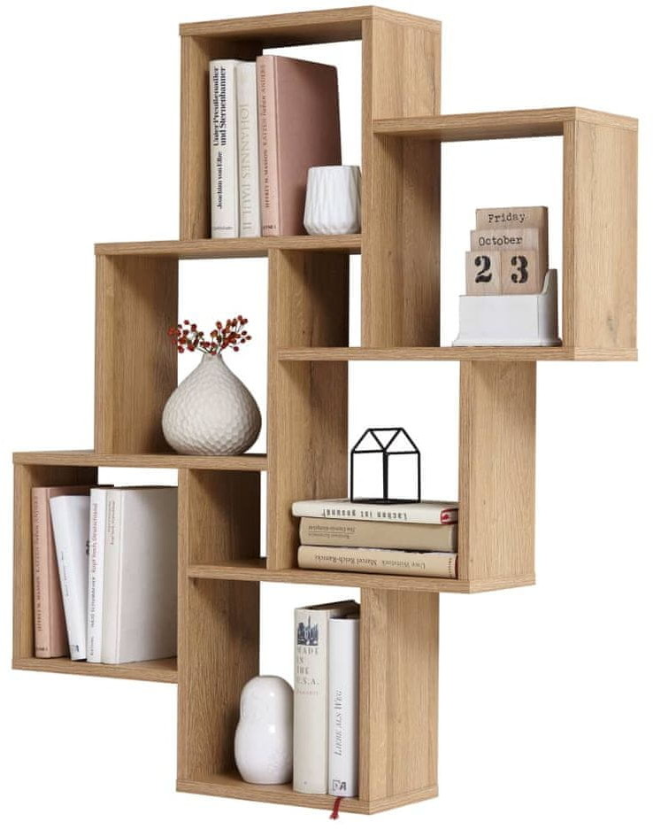 shumee FMD Półka wisząca z 8 przegrodami dąb antyczny
