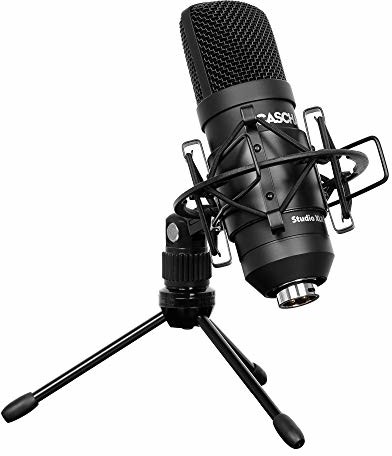 CASCHA Cascha Studio XLR zestaw mikrofonów kondensatorowych ze stojakiem stołowym, pająkiem mikrofonowym, kablem i ochroną przed wiatrem HH 5050