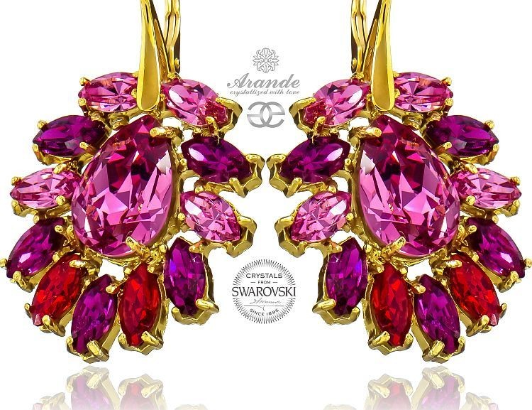 Swarovski Przepiękne Kolczyki Rose Gold Azure Złote Srebro