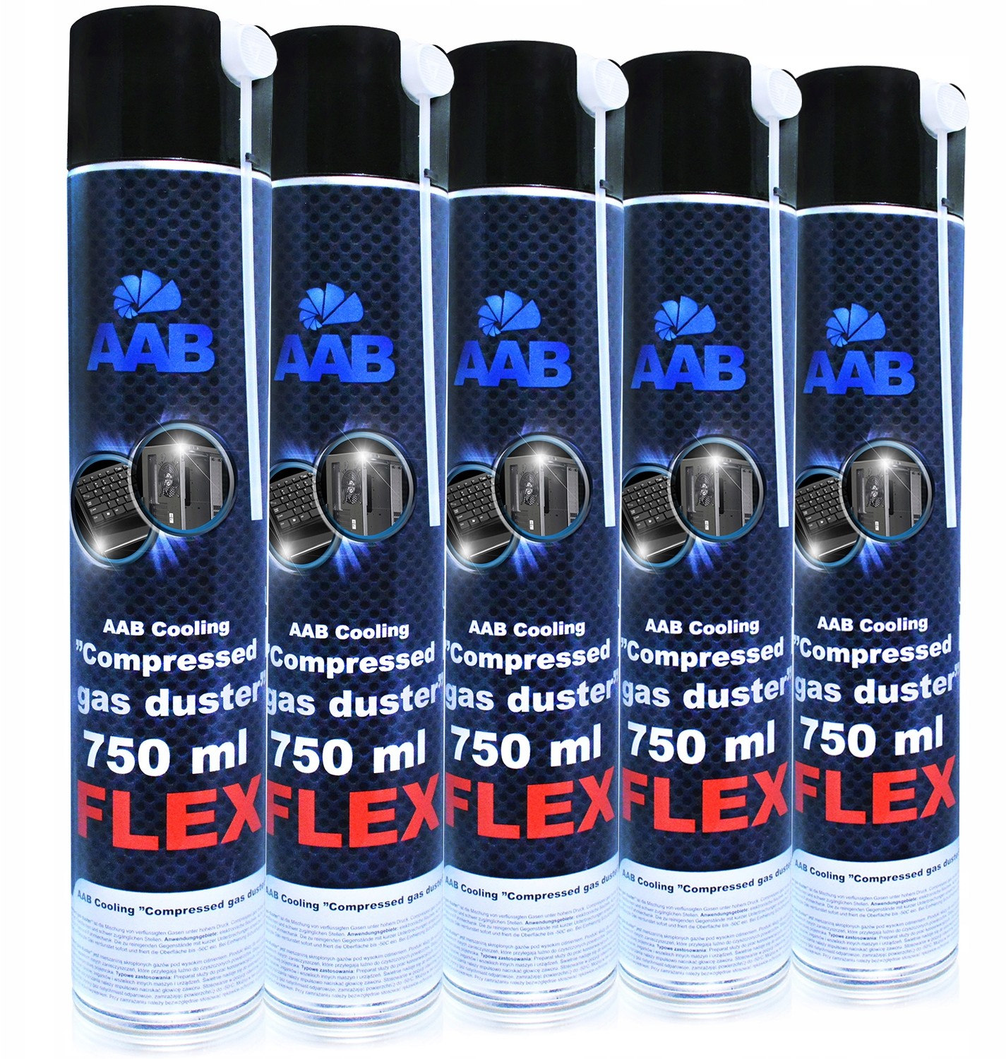 5x Aabcooling Sprężone-powietrze 750ml RURKA-60cm