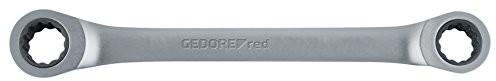 Gedore czerwony klucz z grzechotką z podwójną grzechotką prosty kształt, metryczny rozmiar klucza 17 x 19 mm