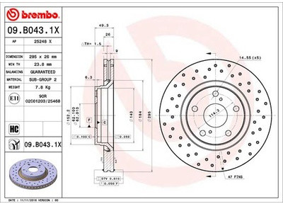 BREMBO 09.B043.1X 09.B043.1X