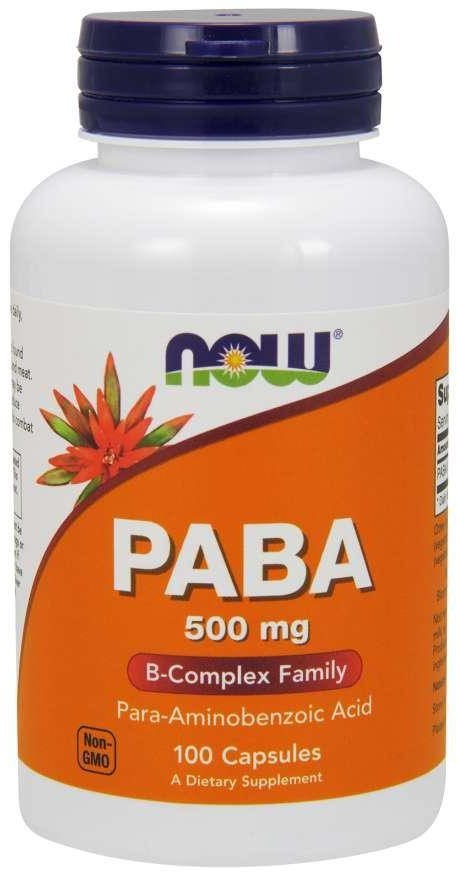 Now Foods PABA - Kwas Para-Aminobenzoesowy 500 mg (100 kaps.)