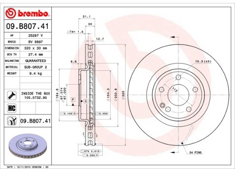 BREMBO Tarcza hamulcowa 09.B807.41