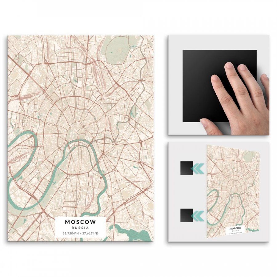 Pix4home Plakat metalowy Mapa Vintage Moskwa M POS-M-03595