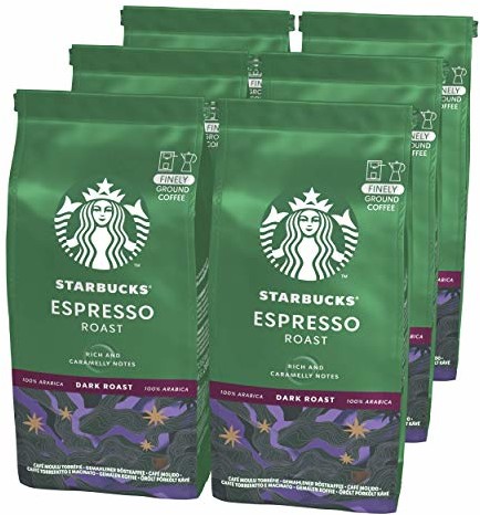 STARBUCKS Starbucks Espresso Roast Dark Roast kawa filtrowana, zmielona kawa palona, ciemne palanie, (6 x 200 g), 1200 g