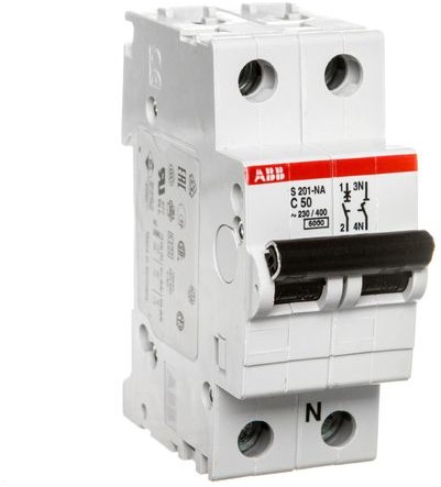 ABB Wyłącznik nadprądowy 1P+N C 50A 6kA AC S201-C50 NA 2CDS251103R0504
