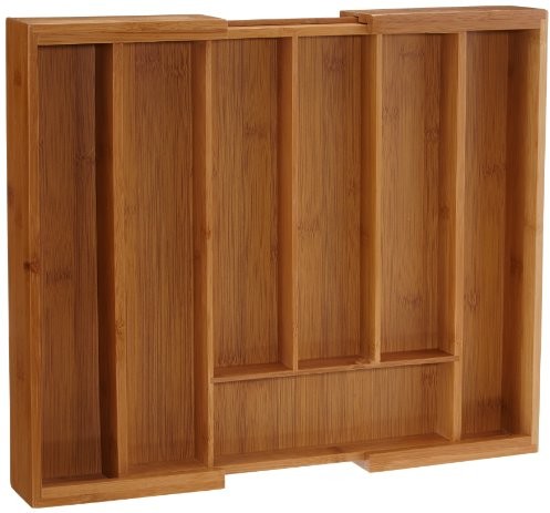 Esmeyer Skrzynka na sztućce Simon z drewna bambusowego, pasuje do wszystkich typowych szuflad, wyciągana od ok. 28,5 do ok. 40,0 cm 290-078