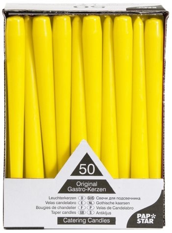 Papstar 17970 50 świecznik świec  2.2 x 25 cm, żółty 17970