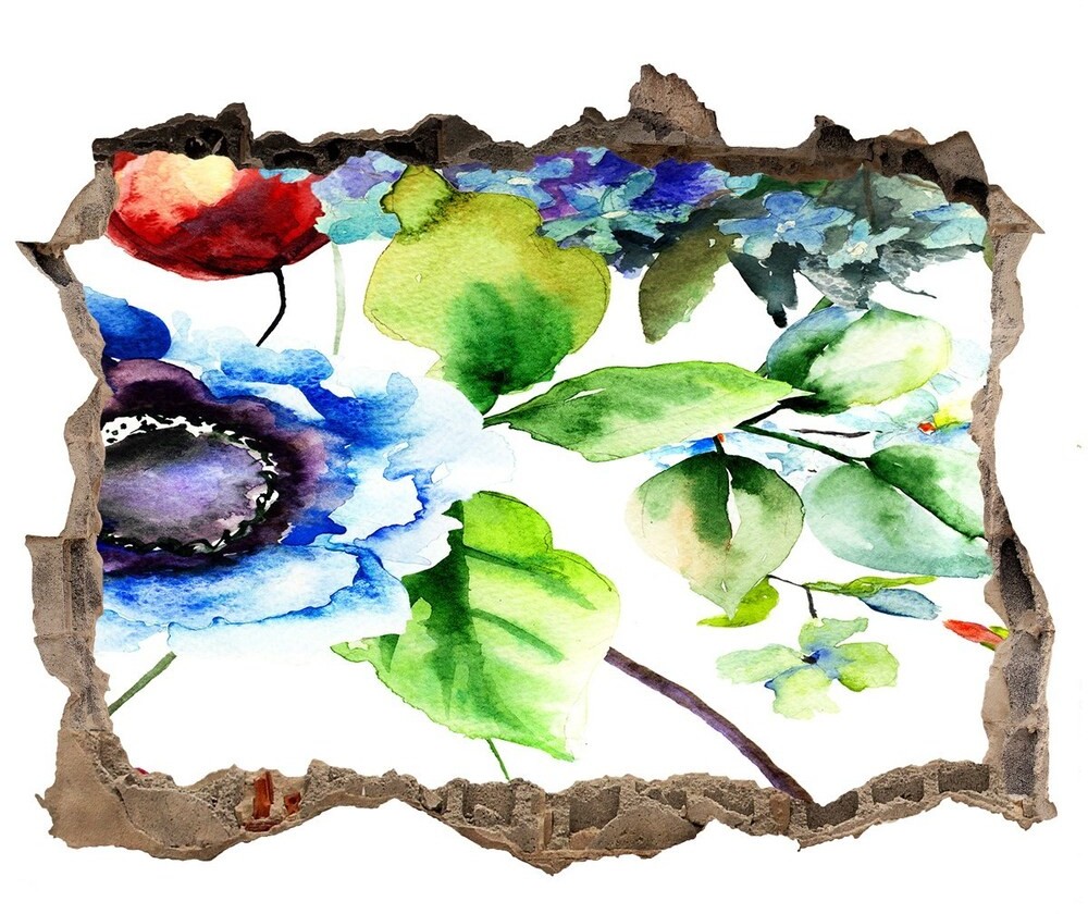 Wallmuralia.pl Naklejka 3D dziura na ścianę Wiosenne kwiaty