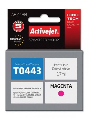 Zdjęcia - Wkład drukujący Activejet zastępczy atrament Epson  magenta 100 nowy [T0443]