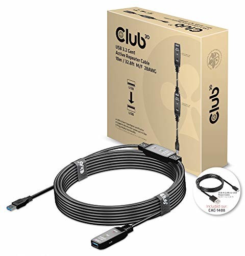 Club 3D USB 3.2 Gen1 aktywny przedłużacz 10 metrów szt./B. 28 AWG CAC-1405