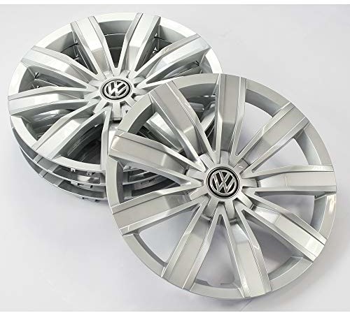 Volkswagen Volkswagen 5NA071457A kołpaki (4 sztuki) 17 cali kołpaki ozdobne na felgi stalowe, błyszczące srebro 5NA071457A