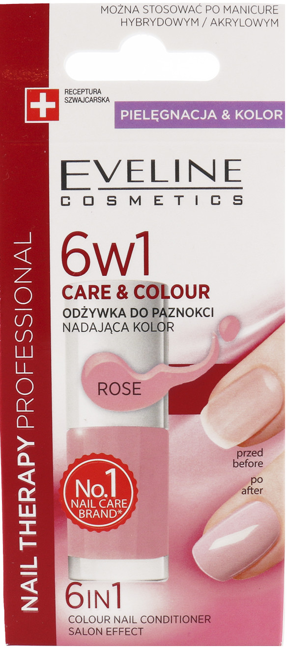 Eveline Nail Therapy 6w1 Care & Colour Odżywka Do Paznokci Nadająca Kolor Rose 5ml