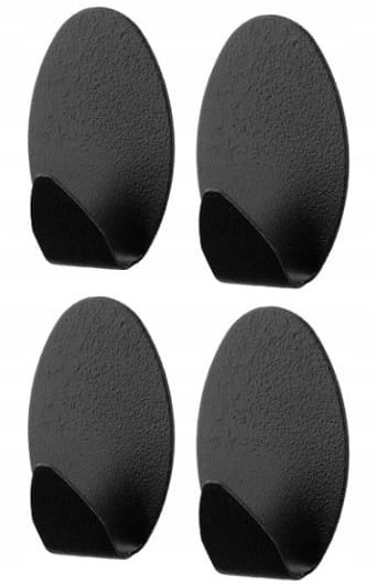 Wieszaki owalne samoprzylepne Niko Black 4 sztuki