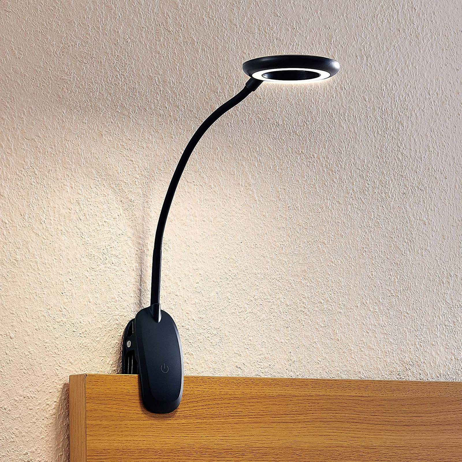 PRIOS Prios Harumi lampa z klipsem LED, czarna