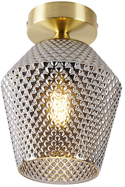 QAZQA Art deco plafondlamp messing met smoke glas - Karce 103545