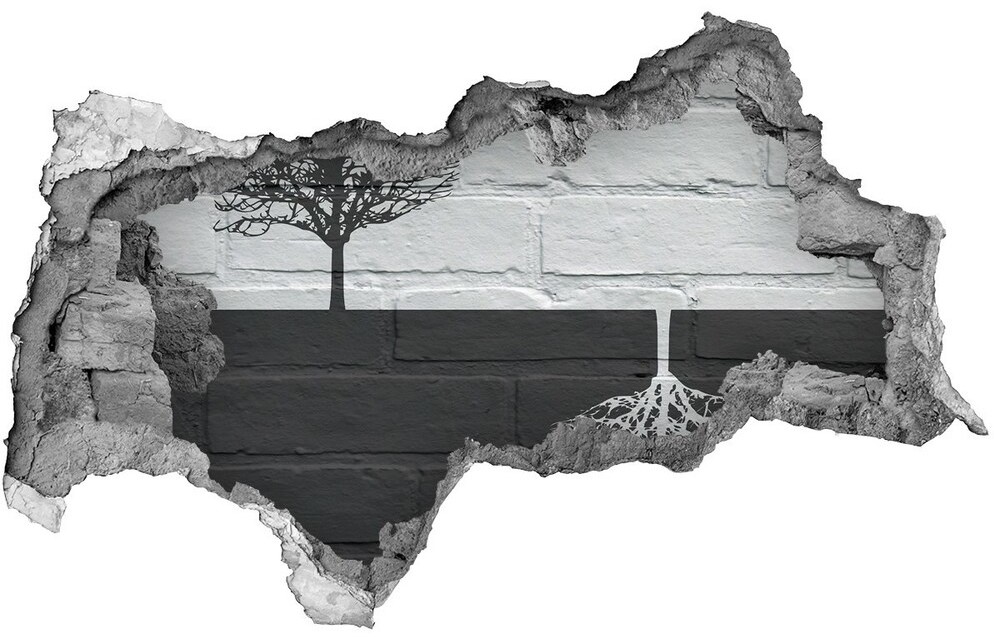 Wallmuralia.pl Dziura 3d fototapeta ścienna Drzewa na murze