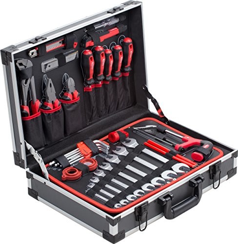 Meister walizka narzędziowa 121-częściowy  stabilna-aluminiowa walizka  zestaw narzędzi  do użytku domowego, garaż i warsztat/Profi walizka na narzędzia napełniane/skrzynka na narzędzia/Box kompletny (8971460)