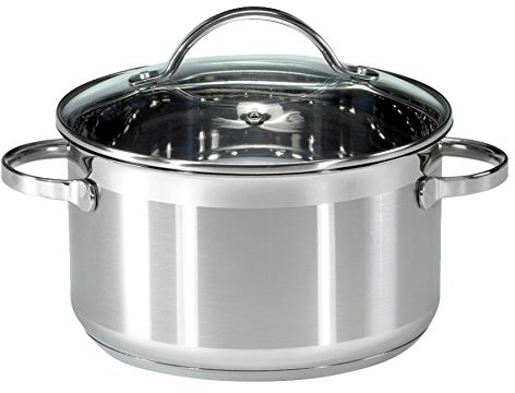 Krüger Karl  garnek do smażenia Ohio, duszonych garnków, z pokrywką szklaną, wykonana ze stali nierdzewnej, do wyboru różne rozmiary, srebro, 20 cm 100020 O