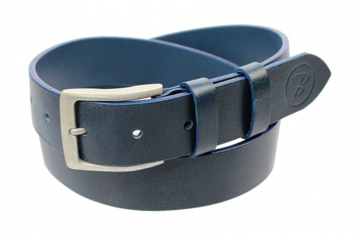 BACHOWSKI (PL) Pasek Skórzany BACHOWSKI (PL) GRANATOWY Z TEKSTURĄ Skóra Licowa EXTRA 40 mm PB40S05 NADWYMIAR XXL