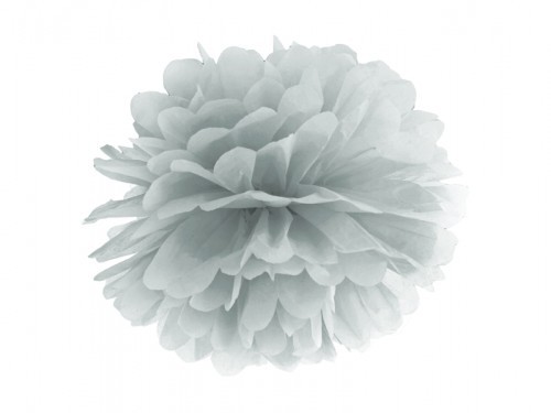 PartyDeco Pompon bibułowy, srebrny, 25cm PP25-018