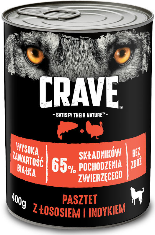 Crave CRAVE puszka 400g pasztet z łososiem i indykiem pełnoporcjowa mokra karma bezzbożowa dla dorosłych psów)