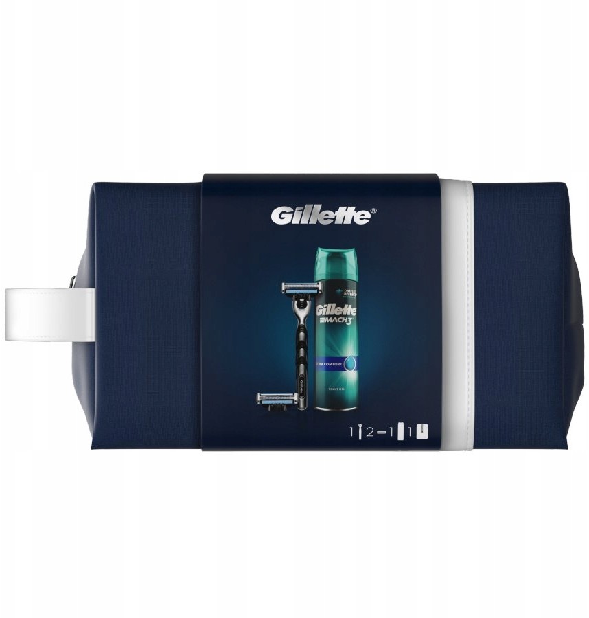 Gillette Maszynka MACH3+OSTRZE+ŻEL+KOSMETYCZKA