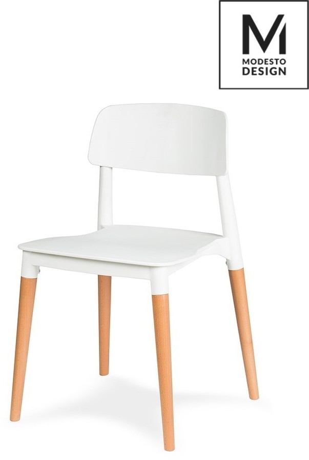 Modesto Design MODESTO krzesło ECCO białe - polipropylen, podstawa bukowa C1015.WHITE