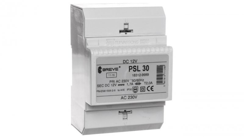 Breve Zasilacz transformatorowy PSL 30 230VAC/12VDC 20W 1,7A 18312-9999