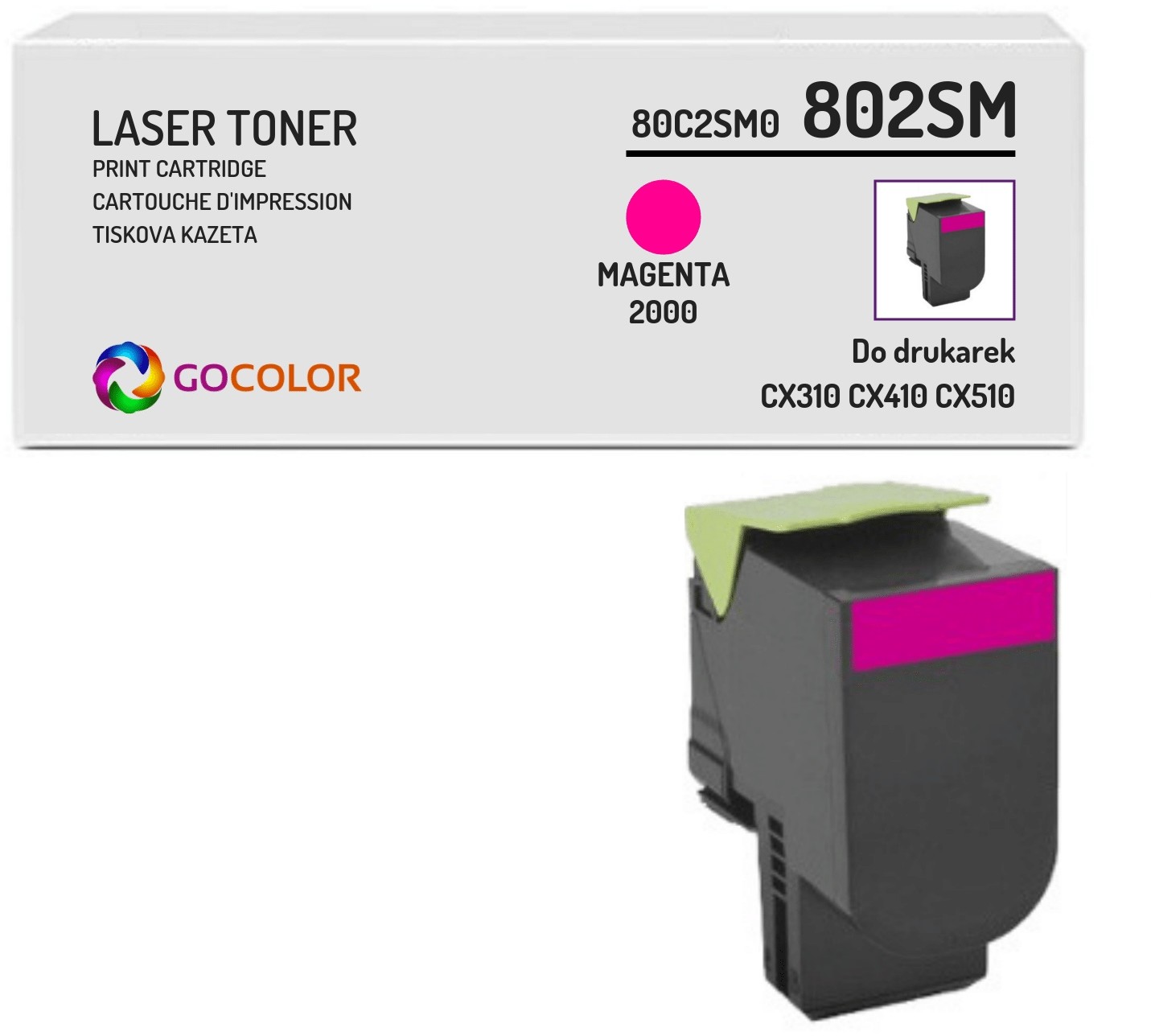 Toner do drukarki Lexmark 80C2SM0 M CX510 dthe
