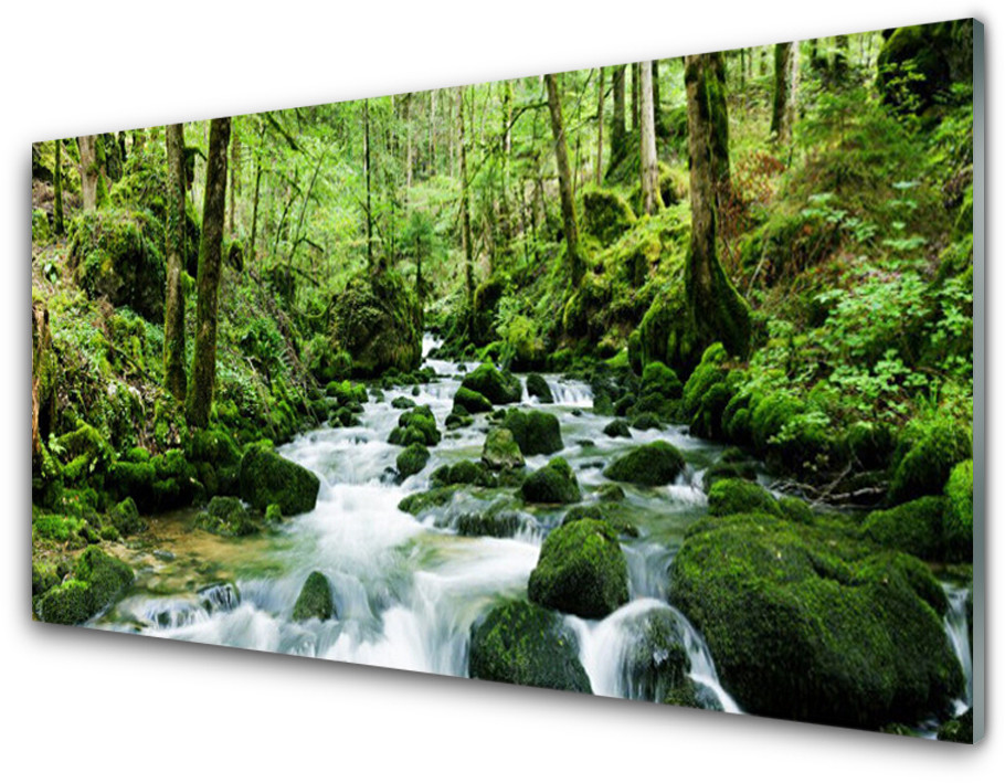 Tulup.pl Panel Szklany Las Potok Wodospady Rzeka 100x50cm