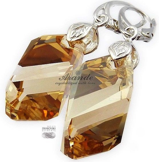 Swarovski piękne eleganckie kolczyki GOLDEN SREBRO