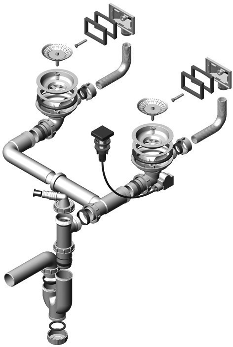 Alveus syfon podwójny O 114 POP-UP Z PRZELEWEM - POKRĘTŁO KWADRAT 1077134
