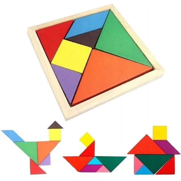 Tangram Gra Logiczna Układanka Klocki Drewniane
