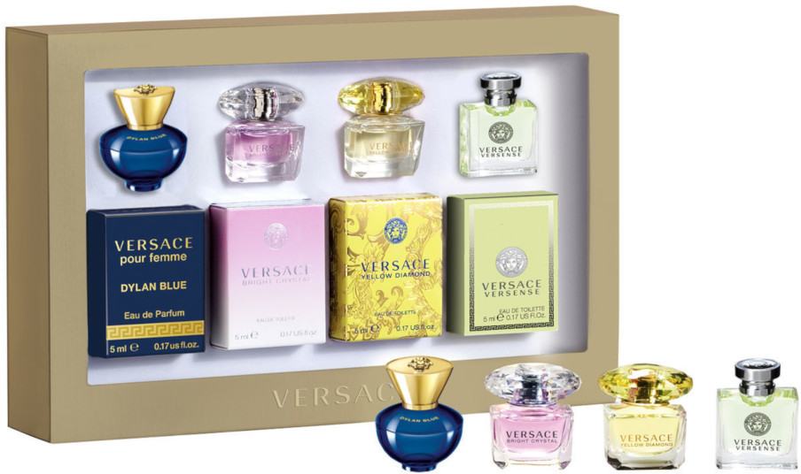 Versace zestaw miniaturek - Crystal Noir woda toaletowa 5 ml + Bright Crystal woda toaletowa 5 ml + Yellow Diamond woda toaletowa 5 ml + Versense woda toaletowa 5 ml VER-ZES14