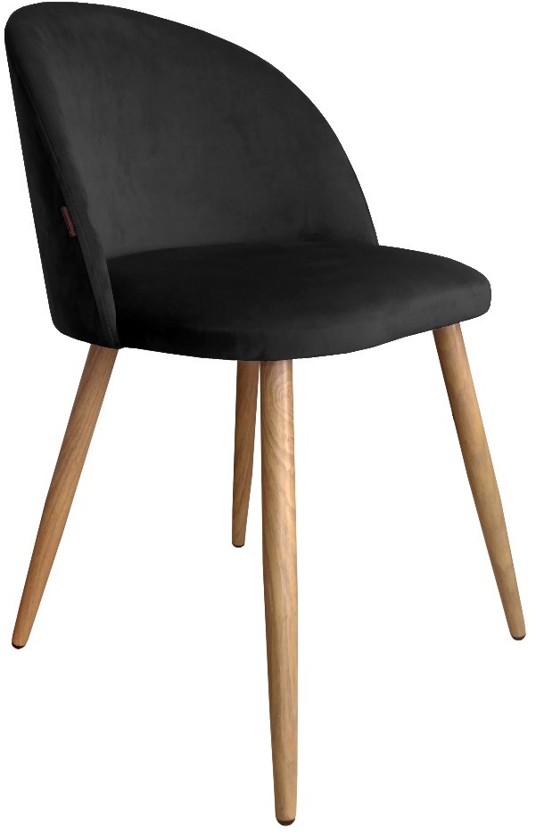 Atos Krzesło CLAUDINE 2 VELVET czarne/dąb w stylu glamour na metalowych nogach COLIN-DAB-MG19